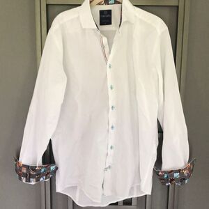 Marcello White cotton long sleeve shirt with Cuff detail size M